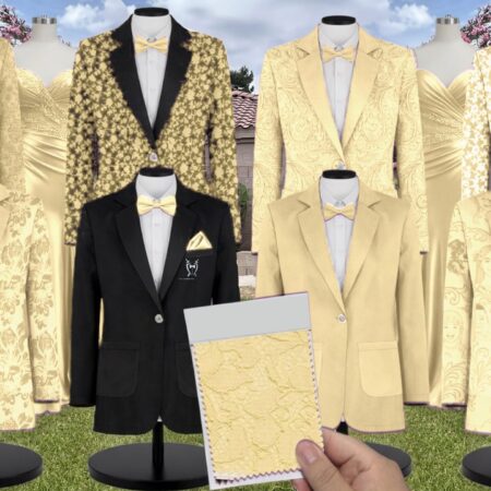 Canary Charmeuse Suit and Tuxedo - Exact Color Match for David's Bridal Bridesmaid Dresses
