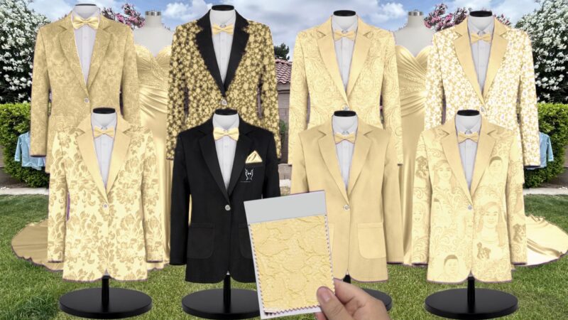 Canary Chiffon Suit and Tuxedo - Exact Color Match for David's Bridal Bridesmaid Dresses