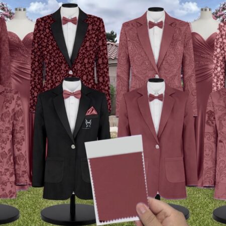 Chianti Chiffon Suit and Tuxedo - Exact Color Match for David's Bridal Bridesmaid Dresses