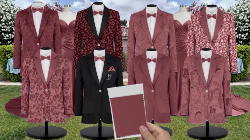 Chianti Chiffon Suit and Tuxedo - Exact Color Match for David's Bridal Bridesmaid Dresses