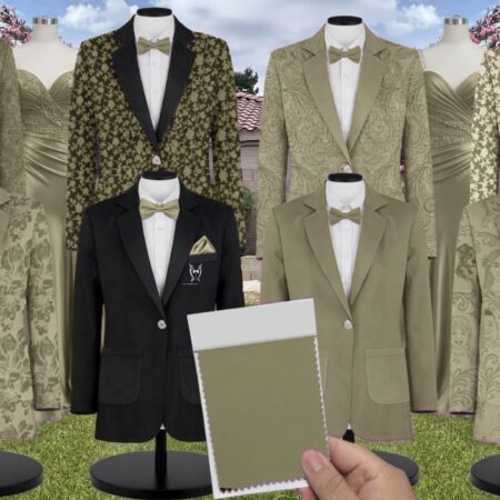 Eucalyptus White Vines Suit and Tuxedo – Exact Color Match for David's Bridal Bridesmaid Dresses