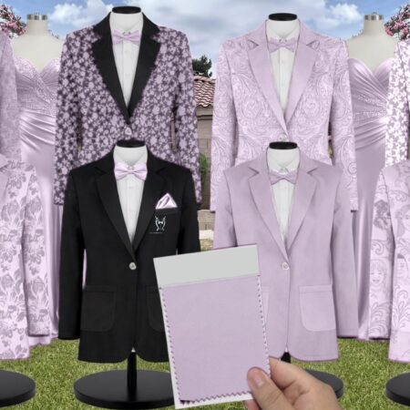 Iris Charmeuse Suit and Tuxedo - Exact Color Match for David's Bridal Bridesmaid Dresses