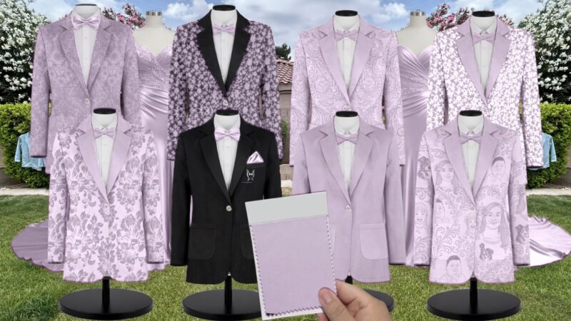 Iris Charmeuse Suit and Tuxedo - Exact Color Match for David's Bridal Bridesmaid Dresses