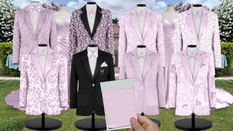 Iris Mesh Suit and Tuxedo - Exact Color Match for David's Bridal Bridesmaid Dresses