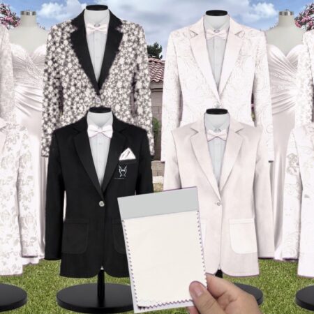 Ivory Chiffon Suit and Tuxedo - Exact Color Match for David's Bridal Bridesmaid Dresses