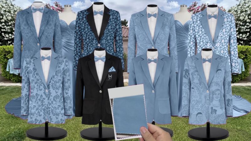 Lake Charmeuse Suit and Tuxedo - Exact Color Match for David's Bridal Bridesmaid Dresses