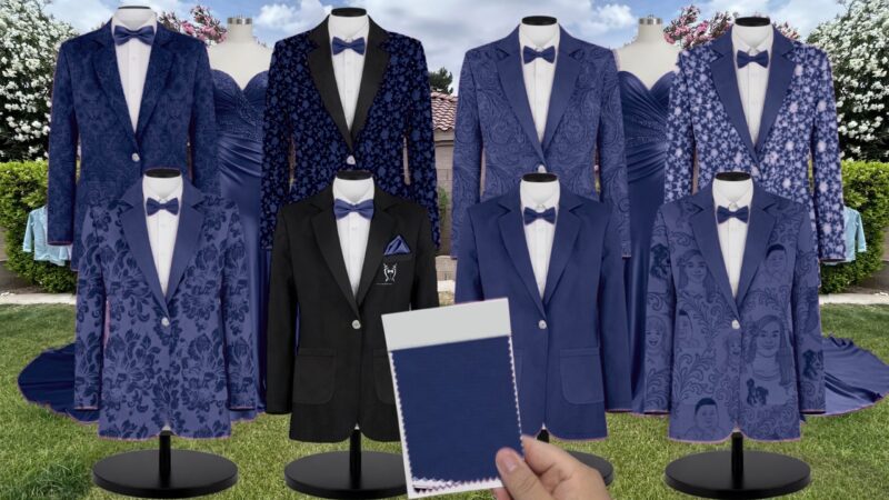 Marine Mesh Suit and Tuxedo - Exact Color Match for David's Bridal Bridesmaid Dresses