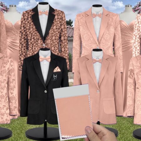 Orange Sorbet Charmeuse Suit and Tuxedo - Exact Color Match for David's Bridal Bridesmaid Dresses