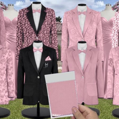 Quartz White Vines Suit and Tuxedo – Exact Color Match for David's Bridal Bridesmaid Dresses