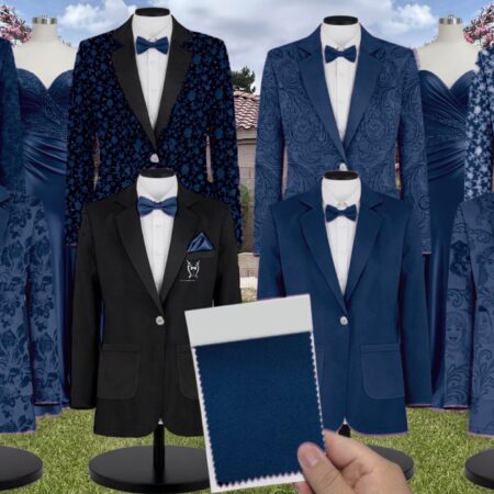 Sapphire White Vines Suit and Tuxedo – Exact Color Match for David's Bridal Bridesmaid Dresses