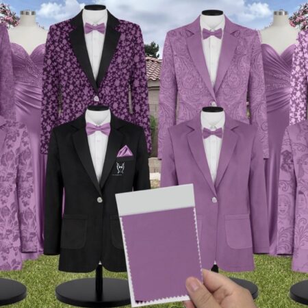Wisteria Chiffon Suit and Tuxedo - Exact Color Match for David's Bridal Bridesmaid Dresses