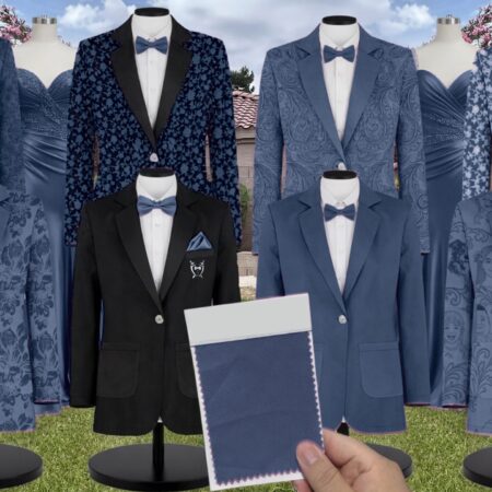 Atlantic Blue Whisper Satin Suit and Tuxedo – Exact Color Match for Dessy Bridesmaid Dresses
