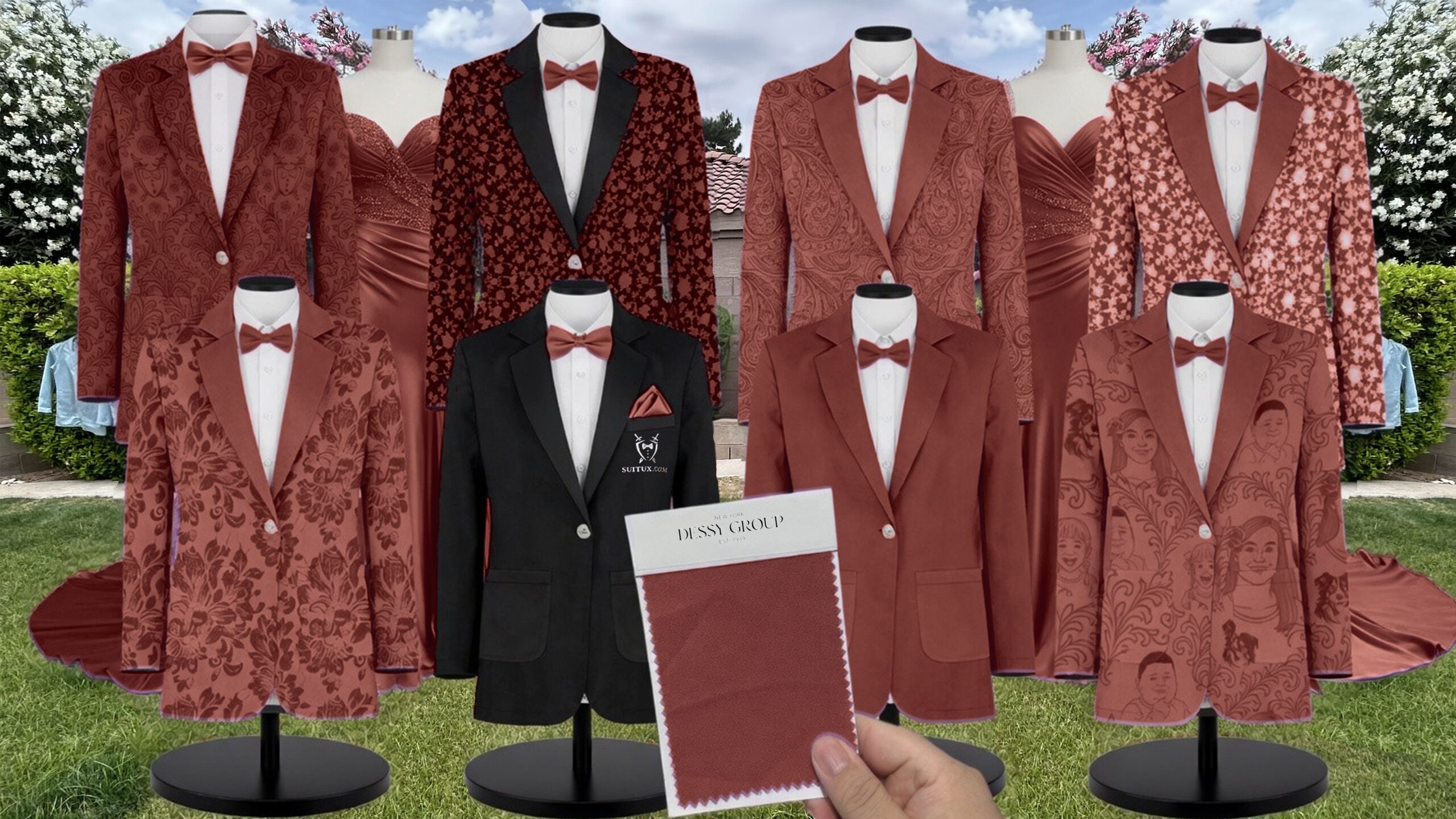Auburn Moon Lux Velvet Suit and Tuxedo – Exact Color Match for Dessy Bridesmaid Dresses