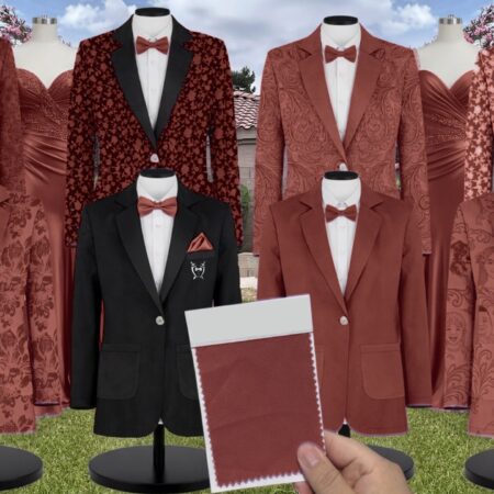 Auburn Moon Luxe Stretch Satin Suit and Tuxedo – Exact Color Match for Dessy Bridesmaid Dresses