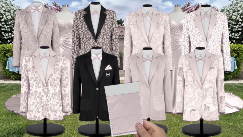 Blush Crepe Suit and Tuxedo – Exact Color Match for Dessy Bridesmaid Dresses