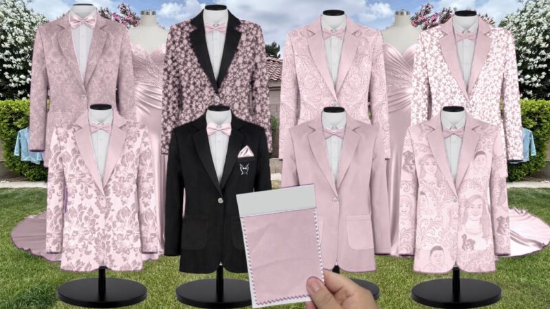 Blush Ivy Fleur Embroidery Suit and Tuxedo – Exact Color Match for Dessy Bridesmaid Dresses