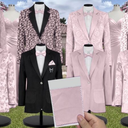 Blush Satin Twill Suit and Tuxedo – Exact Color Match for Dessy Bridesmaid Dresses