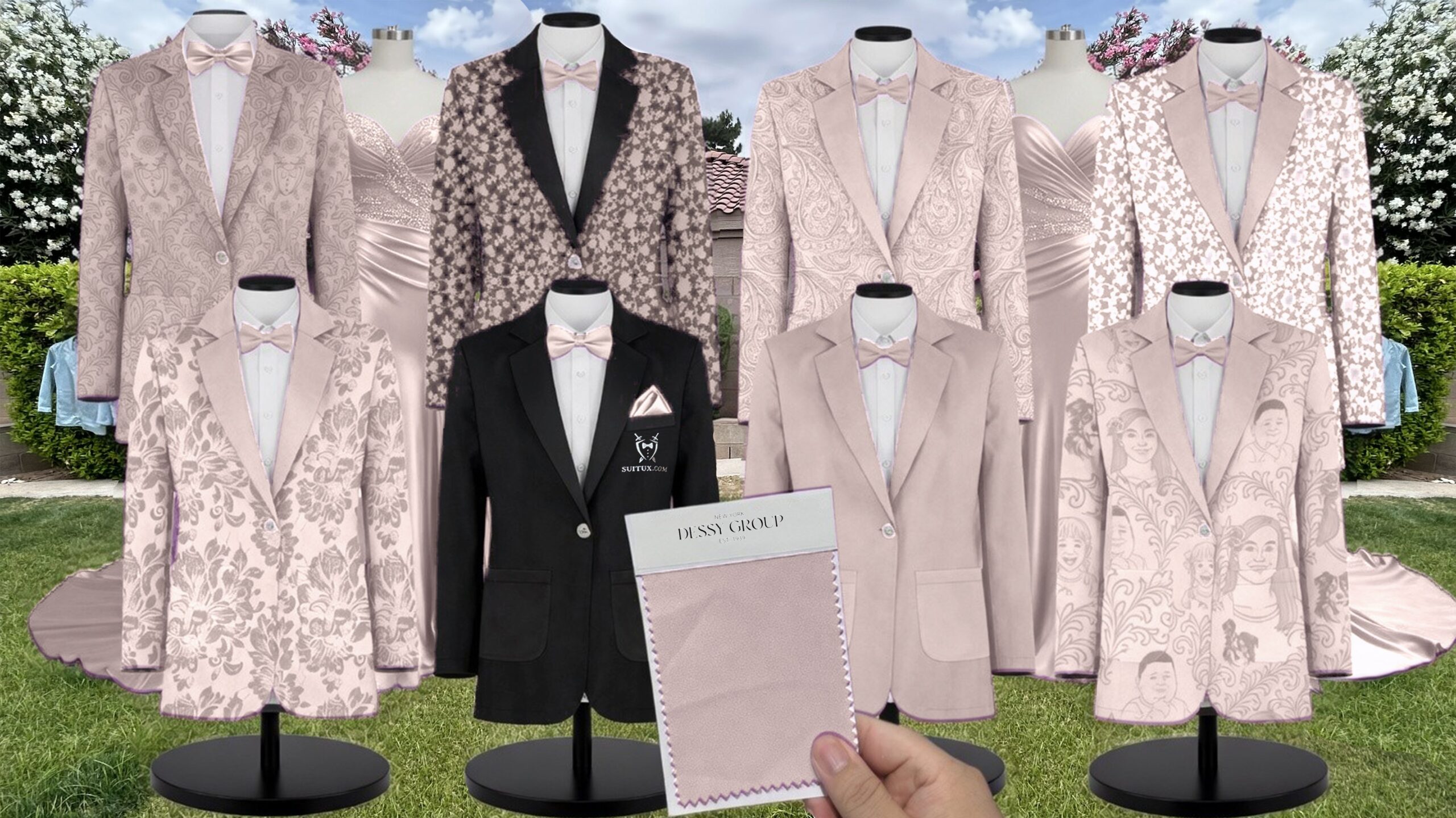Cameo Satin Twill Suit and Tuxedo – Exact Color Match for Dessy Bridesmaid Dresses