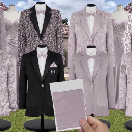 Cashmere Gray Ivy Fleur Embroidery Suit and Tuxedo – Exact Color Match for Dessy Bridesmaid Dresses