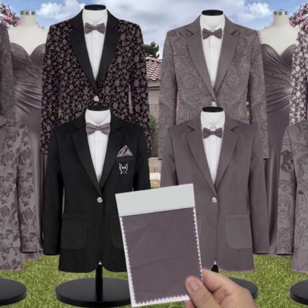 Caviar Gray Lux Velvet Suit and Tuxedo – Exact Color Match for Dessy Bridesmaid Dresses
