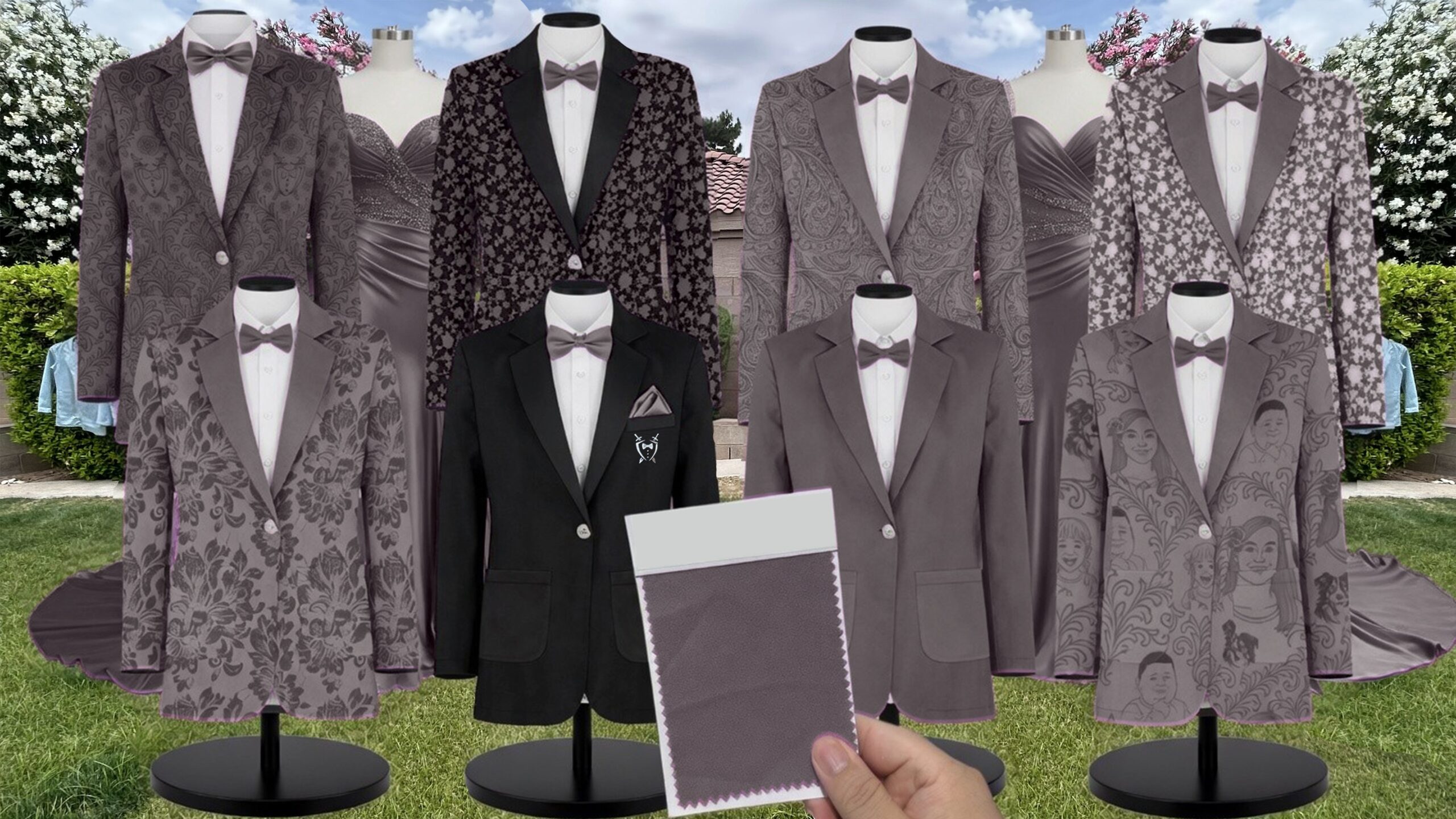 Dessy Caviar Gray Lux Velvet suit