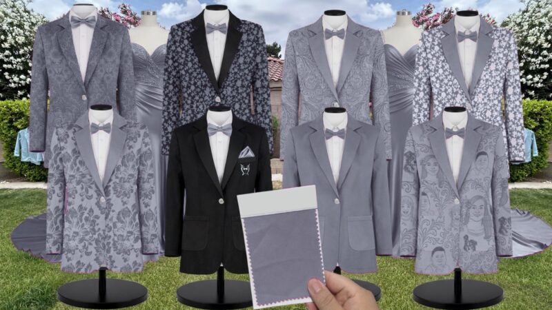 Chambray Marguerite Ditsy Jacquard Suit and Tuxedo – Exact Color Match for Dessy Bridesmaid Dresses