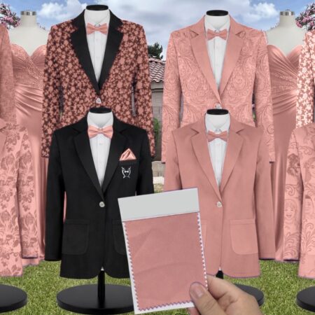 Desert Rose Lux Charmeuse Suit and Tuxedo – Exact Color Match for Dessy Bridesmaid Dresses