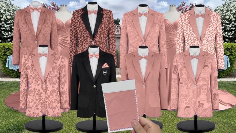 Desert Rose Lux Charmeuse Suit and Tuxedo – Exact Color Match for Dessy Bridesmaid Dresses