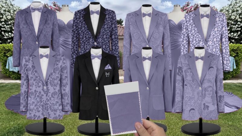 French Blue Lux Charmeuse Suit and Tuxedo – Exact Color Match for Dessy Bridesmaid Dresses