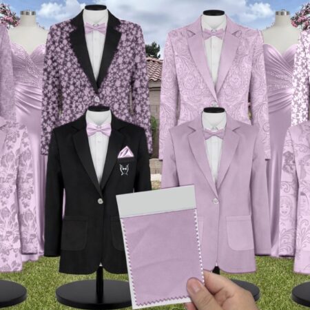 Pale Purple Lux Charmeuse Suit and Tuxedo – Exact Color Match for Dessy Bridesmaid Dresses