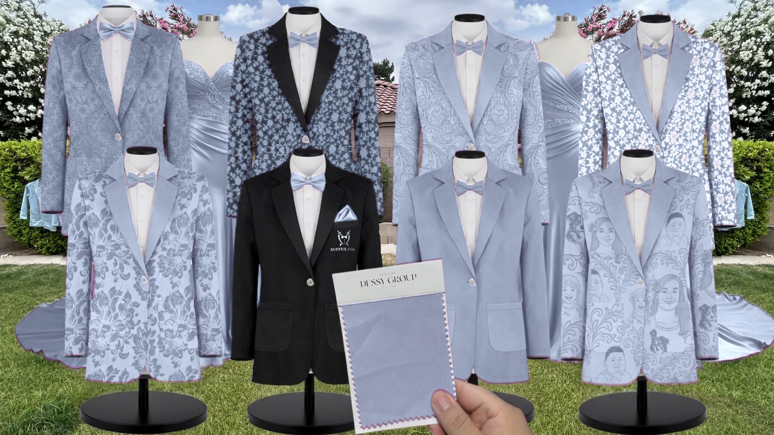 Cloudy Satin Twill Suit and Tuxedo – Exact Color Match for Dessy Bridesmaid Dresses