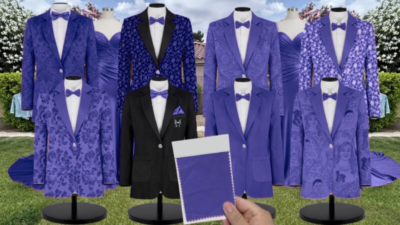 Cobalt Blue Lux Chiffon Suit and Tuxedo – Exact Color Match for Dessy Bridesmaid Dresses