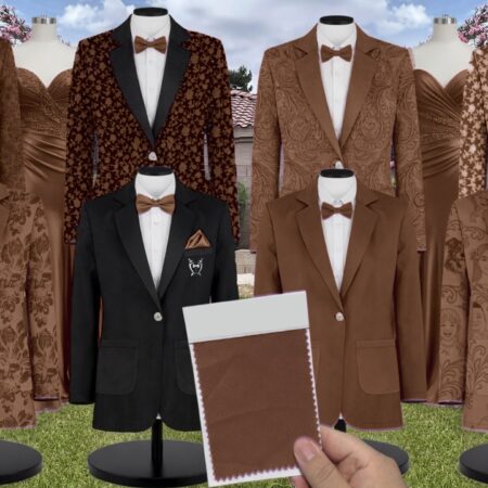 Cognac Satin Twill Suit and Tuxedo – Exact Color Match for Dessy Bridesmaid Dresses