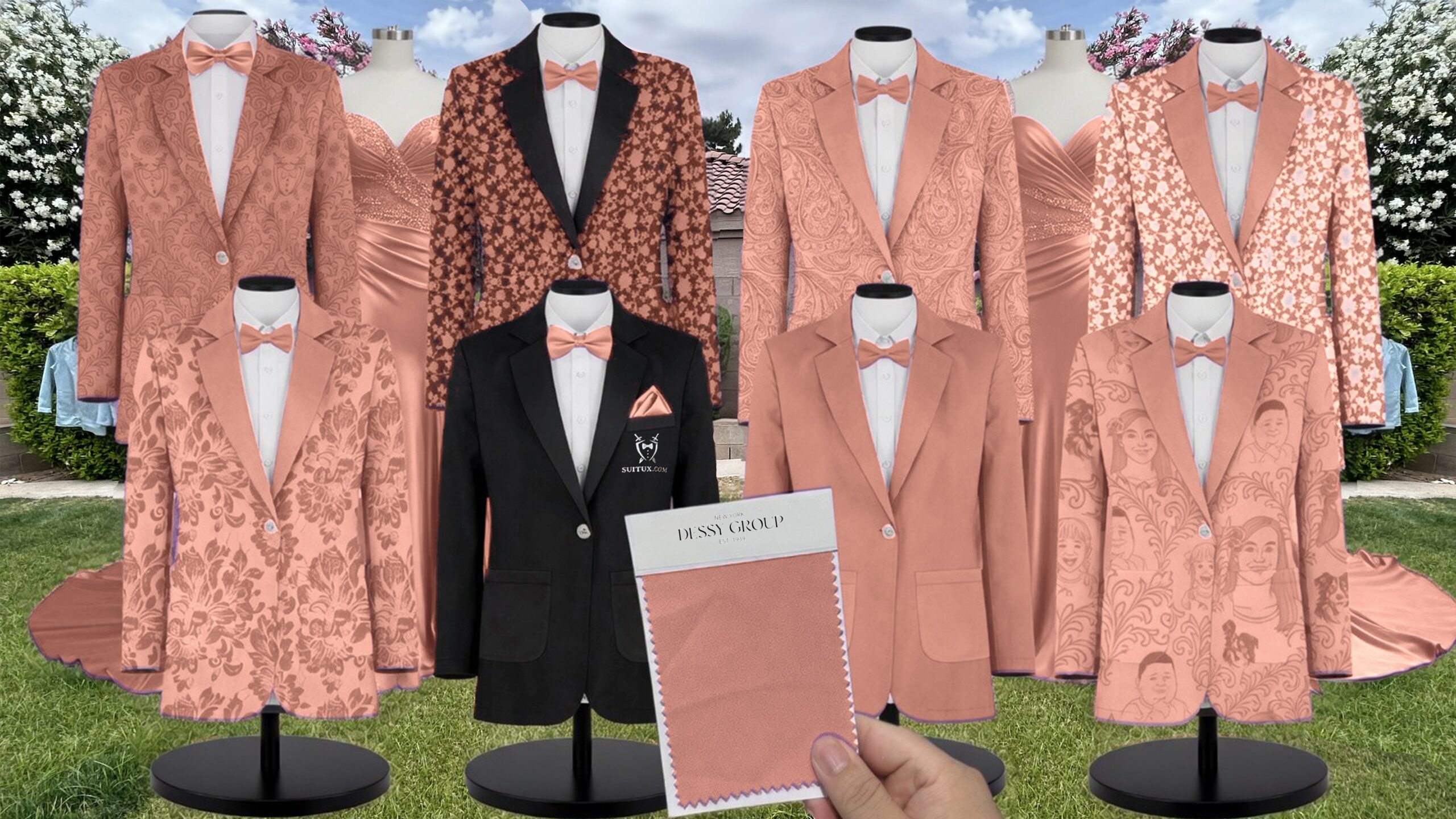 Copper Penny Luxe Stretch Satin Suit and Tuxedo – Exact Color Match for Dessy Bridesmaid Dresses