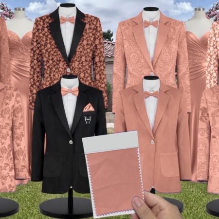 Copper Penny Luxe Stretch Satin Suit and Tuxedo – Exact Color Match for Dessy Bridesmaid Dresses