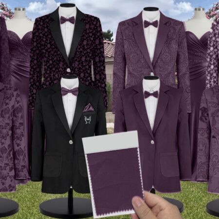 Deep Plum Satin Twill Suit and Tuxedo – Exact Color Match for Dessy Bridesmaid Dresses