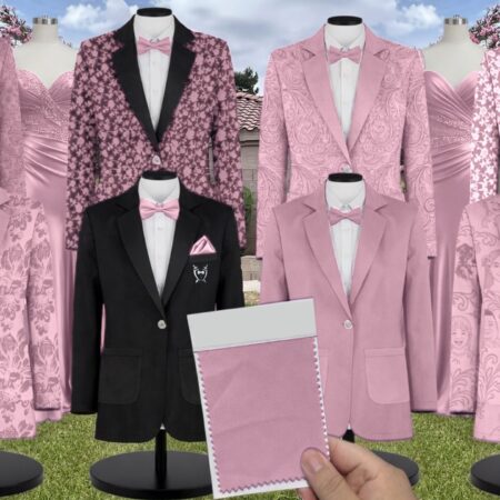 Dusty Pink Lux Chiffon Suit and Tuxedo – Exact Color Match for Dessy Bridesmaid Dresses