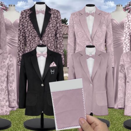 Dusty Rose Lux Chiffon Suit and Tuxedo – Exact Color Match for Dessy Bridesmaid Dresses