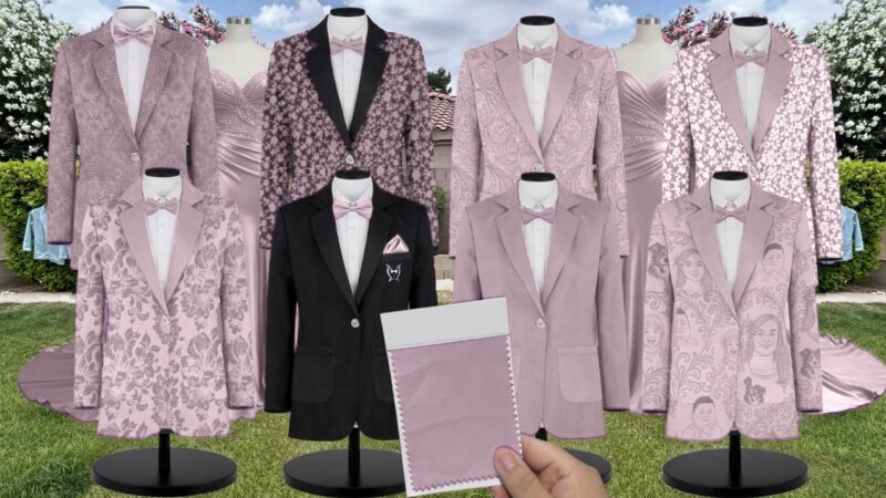 Dusty Rose Lux Chiffon Suit and Tuxedo – Exact Color Match for Dessy Bridesmaid Dresses
