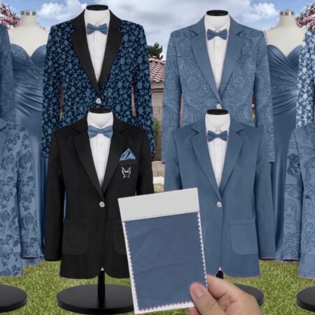Dutch Blue Lux Velvet Suit and Tuxedo – Exact Color Match for Dessy Bridesmaid Dresses