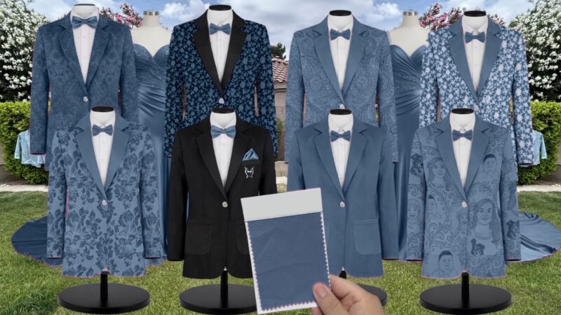Dutch Blue Lux Velvet Suit and Tuxedo – Exact Color Match for Dessy Bridesmaid Dresses