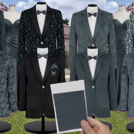 Evergreen Satin Twill Suit and Tuxedo – Exact Color Match for Dessy Bridesmaid Dresses