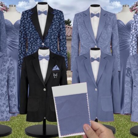 French Blue Luxe Stretch Satin Suit and Tuxedo – Exact Color Match for Dessy Bridesmaid Dresses