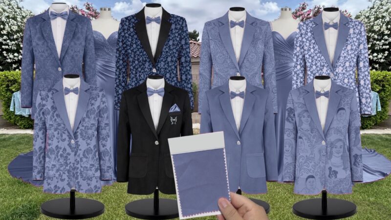 French Blue Luxe Stretch Satin Suit and Tuxedo – Exact Color Match for Dessy Bridesmaid Dresses