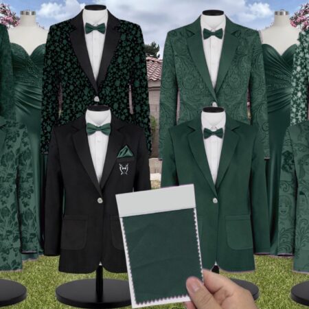 Hunter Green Crepe Suit and Tuxedo – Exact Color Match for Dessy Bridesmaid Dresses