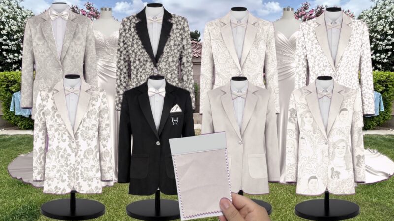 Ivory Crepe Suit and Tuxedo – Exact Color Match for Dessy Bridesmaid Dresses