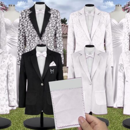 Ivory Gold Rosette Gilt Rosette Jacquard Suit and Tuxedo – Exact Color Match for Dessy Bridesmaid Dresses