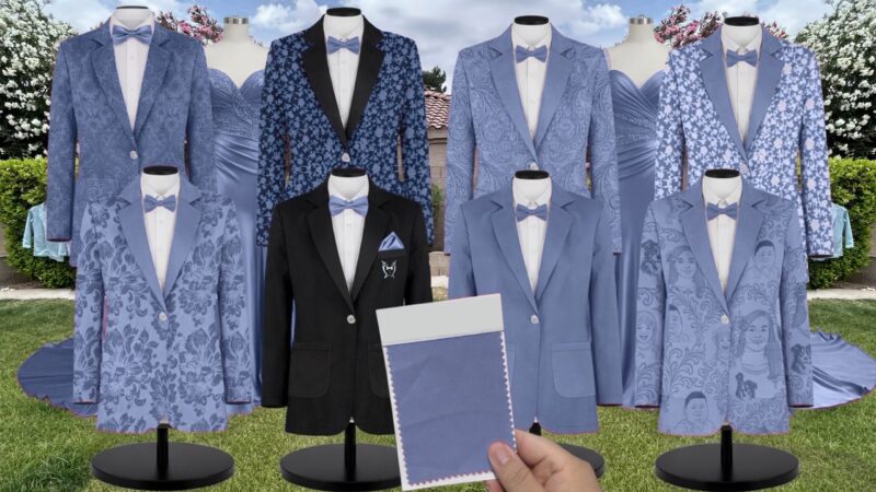 Larkspur Blue Lux Chiffon Suit and Tuxedo – Exact Color Match for Dessy Bridesmaid Dresses