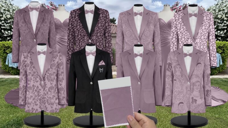 Lilac Dusk Lux Chiffon Suit and Tuxedo – Exact Color Match for Dessy Bridesmaid Dresses