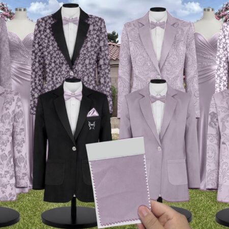 Lilac Haze Crepe Suit and Tuxedo – Exact Color Match for Dessy Bridesmaid Dresses